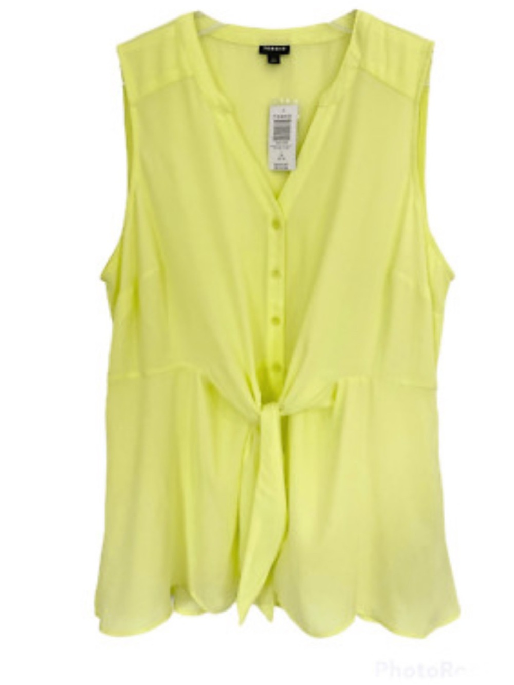 torrid Neon Yellow Tie-Front Sleeveless Blouse - Picture 1 of 8